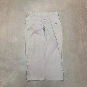 Y2K Nike men's grey black stripe baggy track pants loose open leg xxl